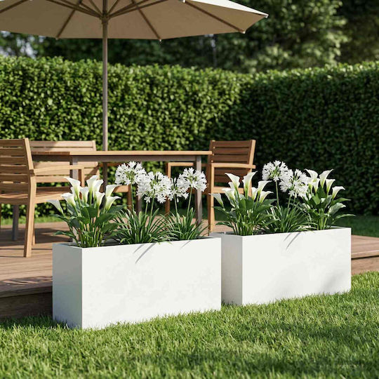 vidaXL Garden Set 2 White Metal Flower Pots