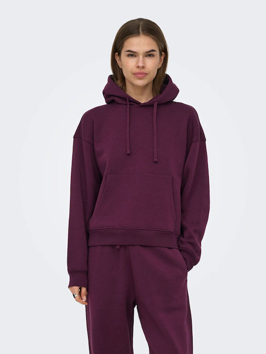 Only Дълъг дамски суитшърт с качулка Fig (mauve)