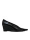 Leather Heels with Strap & Medium Heel Black