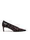 Leder Pumps mit Mittlerem Absatz Tiermuster Braune