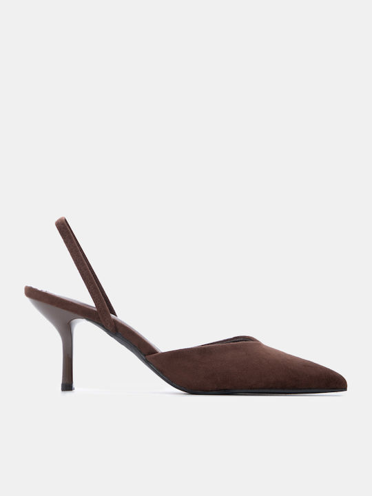Spitze Zehe Pumps mit Braun Absatzhöhe