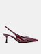 Spitze Zehe Pumps mit Riemen & Mittlerem Absatz Burgundisch