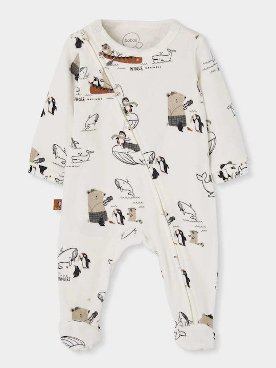 Boboli Samt Baby-Strampler Weiß
