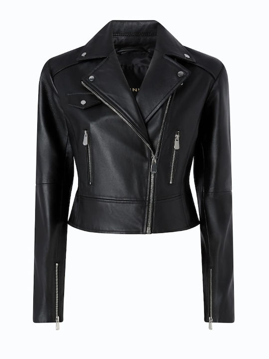 Leather Women's Jacket for Winter Black