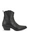 Ghete Dama Cowboy de Piele cu Toc Mediu Negre