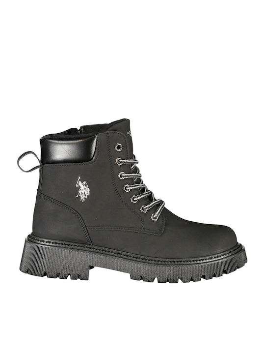 Women's Combat Boots with Fur Black