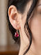 Grekas Silver Gold Plated Dangle Earrings with Stones