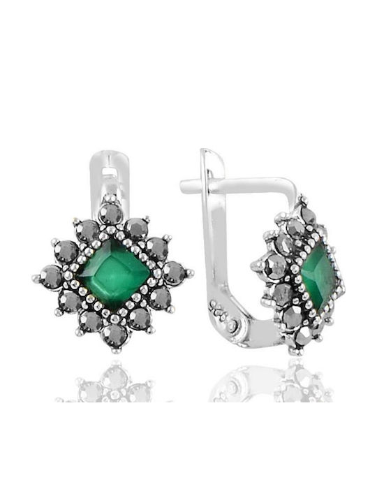 Heliophilia Silver Σκουλαρίκια από Ασήμι Πράσινα