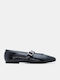 Women's Pointed Toe Ballerina Shoes With Strap In Black Colour