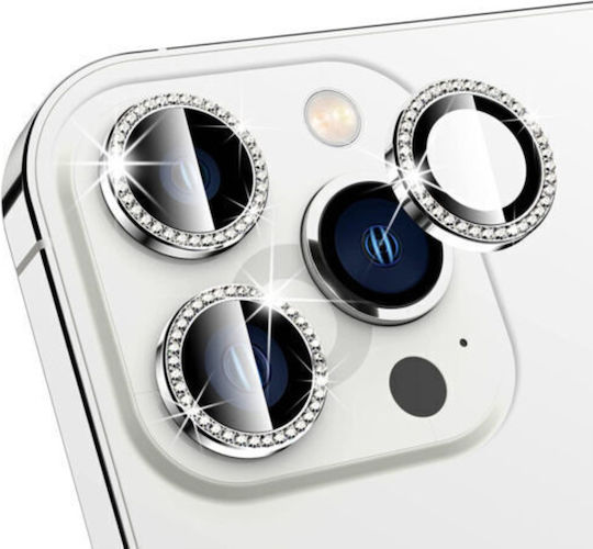 Ring Protector Glitter Kameraschutz Metallrahmen Silber für das iPhone 12 Pro Max