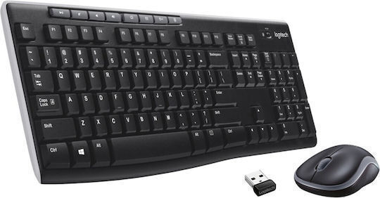 Logitech MK270r Безжично Комплект Клавиатура и Мишка Английски US Сив