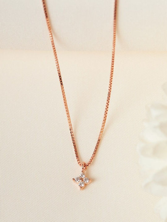 Elika Silver Necklace From Pink Gold Plated Silver Pink