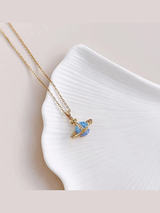 Heliophilia Silver Necklace From Gold Plated Steel Navy Blue
