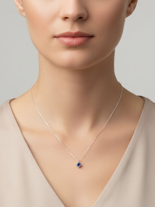 Grekas Grekas Κολιέ aus Silber mit Zirkon Blau Grekas Grekas Κολιέ aus Silber mit Zirkon Blau