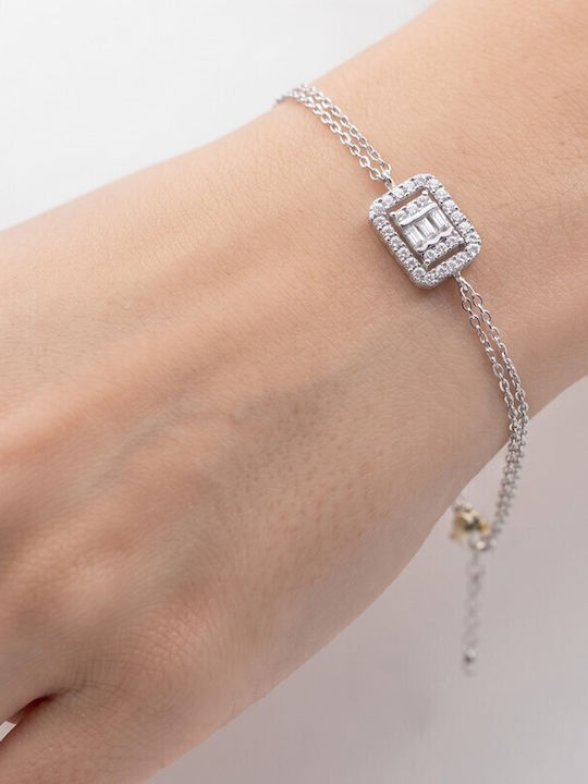 Grekas Women's Rosette Silver Bracelet with Zircon 5cm