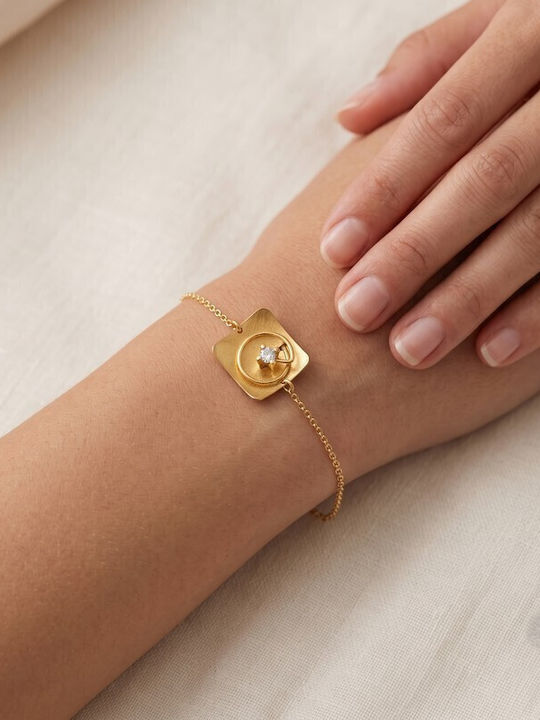 Grekas Women's Gold Plated Silver Bracelet with Zircon 5cm
