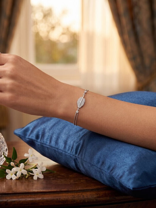 Grekas Women's Silver Chain Bracelet with Zircon 5cm