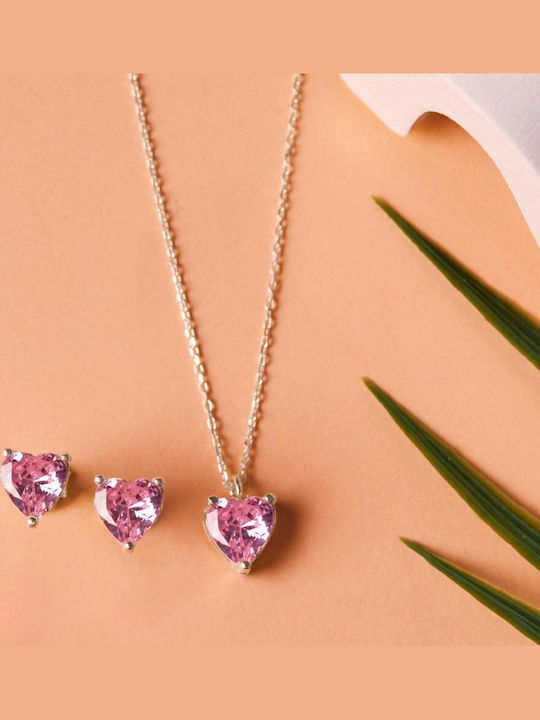 Elika Silver Schmuckset Mit Halskette & Ohrringe Aus Silber