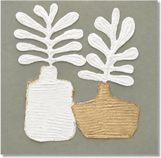 Gemälde Segeltuch "white Botanical Duo" 40x40x2.5