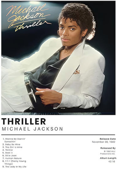 Music Poster Thriller Michael Jackson Ms565 21cm X 30cm Μαύρη Ξύλινη Κορνίζα-71780pd159067f55321