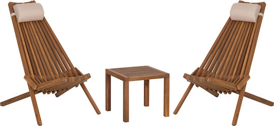 Garten- und Outdoor-Möbelset Shigan 3 Stück Natur mit Kissen
