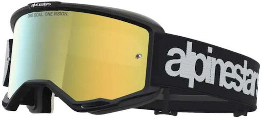 Alpinestars Vision 5 Hone Blk Weiß Mir Spiegel-Gold Motocross-Schutzbrille