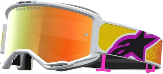 Motocross Goggles Alpinestars Vision 5 Drag Org Red Mirror Red