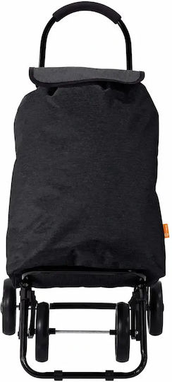 Metallic Shopping Trolley Foldable Black 35x55x20cm