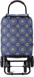 Metal Shopping Trolley Foldable Blue 35x55x20cm