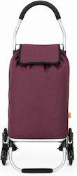Fabric Shopping Trolley Foldable Burgundy 33x55...