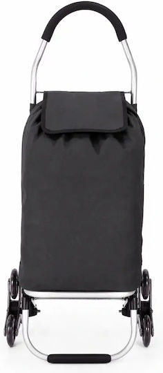 Fabric Shopping Trolley Foldable Black 33x55x24cm
