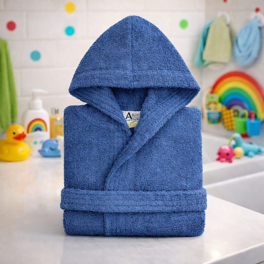 Astron Italy Kinderbademantel Navy Navy Blau mit Kapuzen-