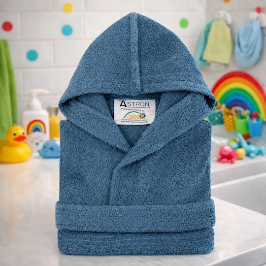 Astron Italy Kinderbademantel Petrol Blau mit Kapuze