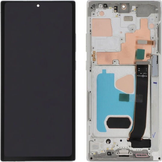 Clappio Kompletter OLED Bildschirm mit Rahmen für Galaxy Note 20 Ultra Weiß