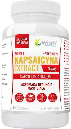 Wish Pharmaceutical Capsaicin Forte Extract 10mg + Prebiotic Besonderes Nahrungsergänzungsmittel 120 Kapseln