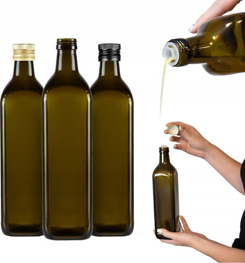 Bimberek Δοχείο Λαδιού Γυάλινο με Ροή 750ml ΜΑΥΡΟ