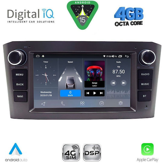 Digital IQ Автомобилна Аудио Система За Toyota Avensis 2009-2016 (Bluetooth/USB/Вграден Wi-Fi/GPS/Apple CarPlay/Android Auto) С Touch Screen 7"