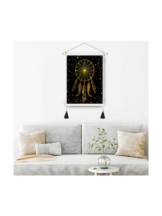 FRIPIA Tapiserie Decorativă Lucrată Manual Aurie din Țesătură 50x35cm
