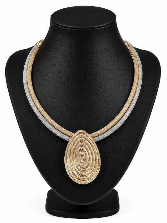 Liva Fashion Halskette Schwarz KN00044 Silber-Gold Liva Fashion Halskette Schwarz KN00044 Silber-Gold
