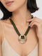 Liva Fashion Geometric Gold Plated Green Necklace
