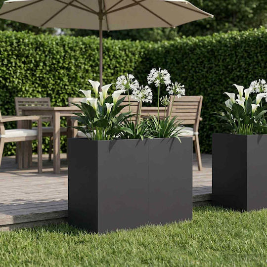 vidaXL Garten Blumentopf Metallisch Schwarz 80x40x60cm