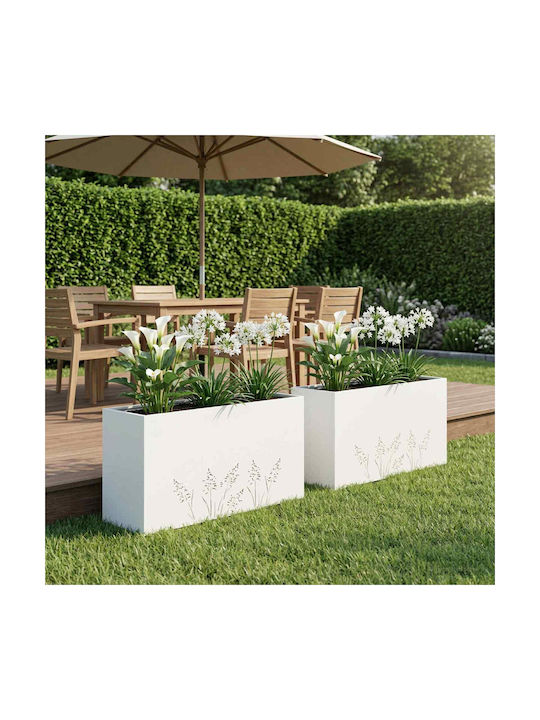 vidaXL Set 2 Ghivece De Flori Metalice Albe 30 Cm