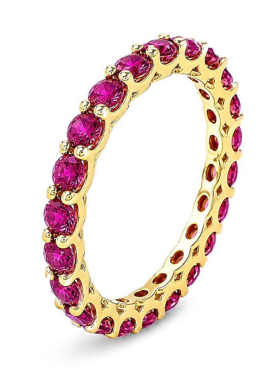 Verita Women's Eternity Band Ring with Zircon in Gold Plated Silver