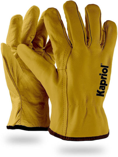 Kapriol No10 Work Driver Gloves Yellow Leather
