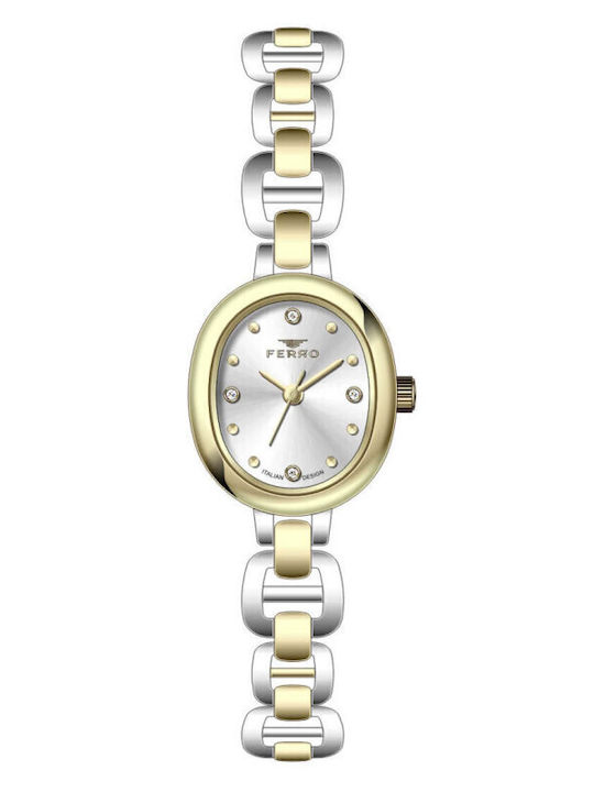 Ferro Womens Battery Watch With Silver Metal Br...