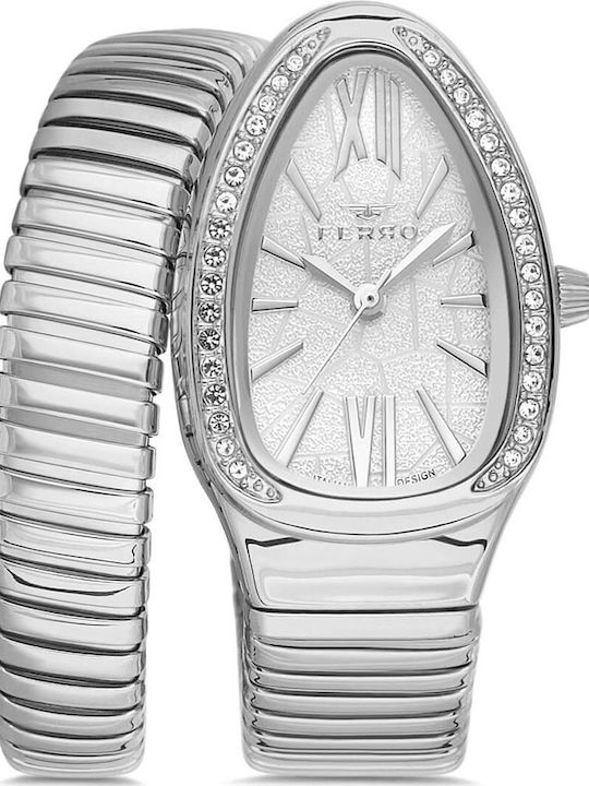 Ferro Womens Battery Watch With Silver Metal Bracelet