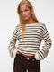 Damen Pullover Gestreift Schwarz