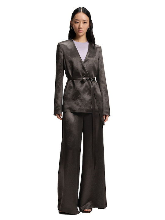 Boss Women's Fabric Trousers Dark Brown