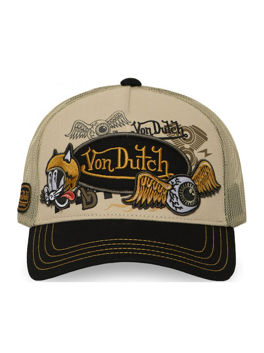 Von Dutch Unisex Șapcă Trucker Negru Bej Vd 1 Ct Patches 19-black Beige