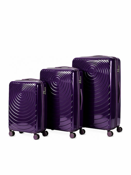 Jetbags Hart Reise Koffer Dunkles Lila mit 4 Rädern Set 3 Stück